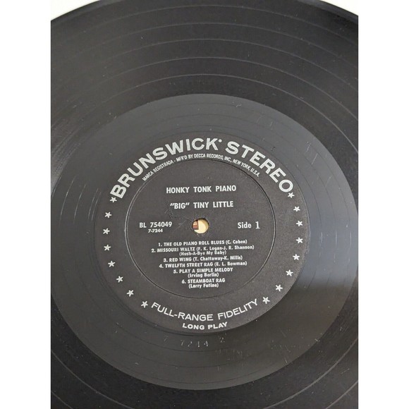 Big Tiny Little Honky Tonk Piano 1959 Brunswick LP 33 Rpm Vinyl Record BL 754049 - Picture 6 of 12
